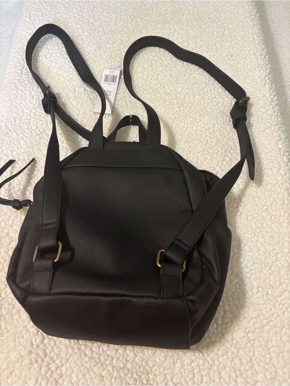 Rosetti Black Mini Faux-Leather Backpack with Gold Accents - Picture 4 of 7
